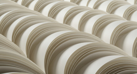 Sheets of ivory-toned thick paper folded into repeated arches and layered together