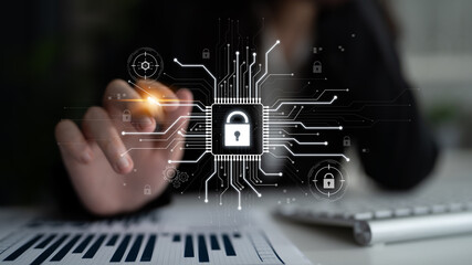 Cyber security system protecting digital infrastructure. Cyber security ensures data safety,...