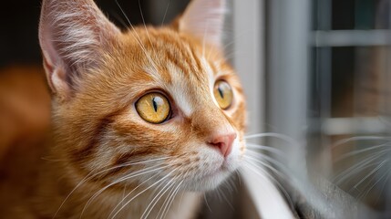 Adorable Cat Looking Out of a Window at Volunteer Charity Event, Promoting Pet Adoption Awareness and Inspiring Compassion.