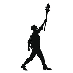 Man holding torch upward