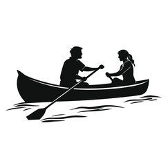 Couple rowing boat together © Abu