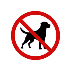 No dogs allowed sign with silhouette of a dog in red circle