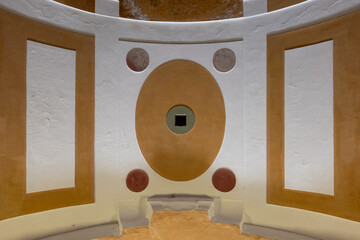 Architectural detail of interior wall and ceiling decorations