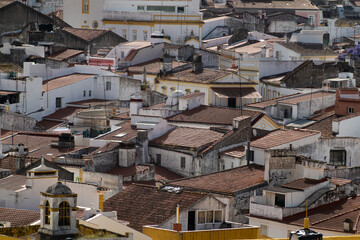 Rooftops in historical town Elvas in Alentejo in Portugal