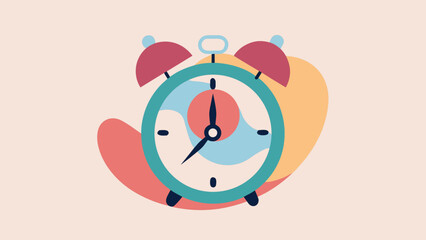 A retro funny alarm clock vector with a ringing bell reminds you of the morning deadline