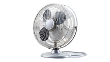 Vintage electric fan isolated on transparent background, a classic appliance for cooling and air circulation, evoking nostalgia and retro design aesthetics