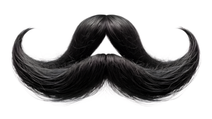 A black handlebar mustache isolated on transparent background, a classic symbol of masculinity and vintage style, perfect for adding a touch of retro charm