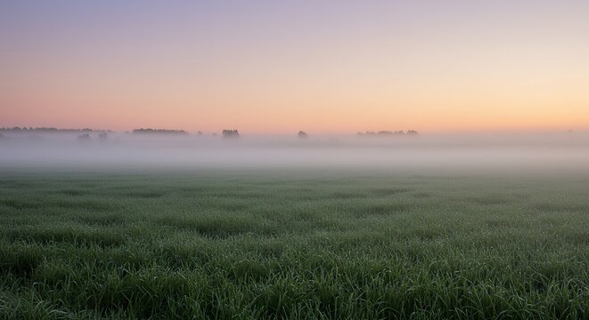 Misty sunrise over field
