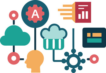 Ai and machine learning icons pack detailed vector graphics scalable eps illustration