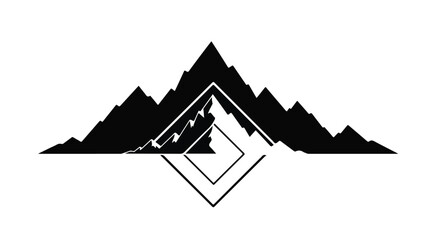 Striking geometric mountain range silhouette with abstract overlay