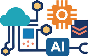 Ai and machine learning vector icons pack for scalable digital illustrations eps