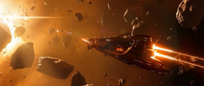 Spaceship flight through asteroid field