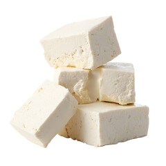 Tofu Cubes on display isolated on a transparent background