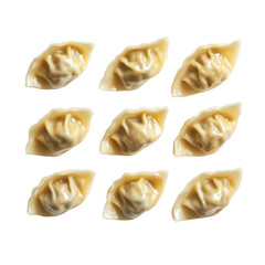 Delicious Homemade Dumplings Arranged Neatly on a White Background for Culinary Inspiration on transparent background