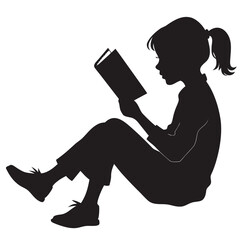 Girl reading book on floor