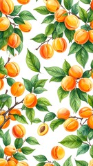 Apricot branches and leaves pattern