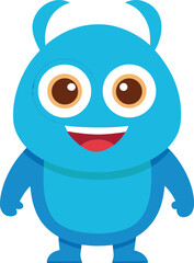 Cute blue cartoon monster mascot character vector design for childrens products