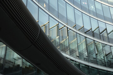 Abstract architectural detail: Modern curved glass building facade