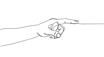Single line drawing hand pointing