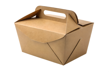 Recyclable Kraft Paper Takeaway Food Container with Convenient Carry Handle - Perfect for Meals on the Go