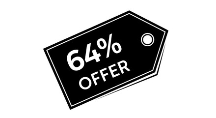 A bold, minimalist graphic of a price tag showcases a substantial 64% off discount, symbolizing significant savings and enticing deals for discerning shoppers. vector illustration