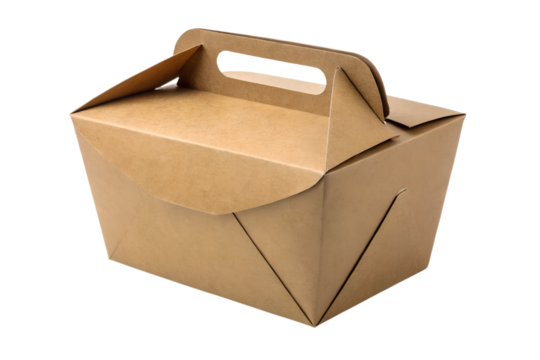 Recyclable Kraft Paper Takeaway Food Container with Convenient Carry Handle - Perfect for Meals on the Go