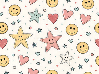 seamless pattern with funny cartoon stars