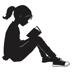 Girl sitting on floor with book