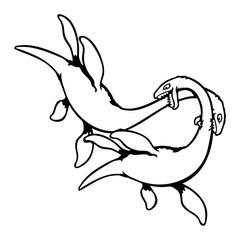 2 Plesiosaur Dinosaur Dino Fighting Biting Enemies Attack Water Swimming Pinniped