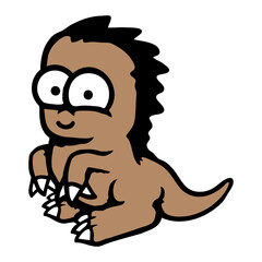 Dino Cool Long Hair Dinosaur Happy Smile Cute