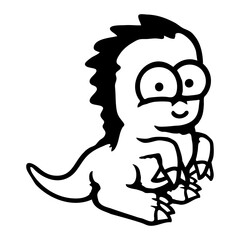 Obraz premium Dino Cool Long Hair Dinosaur Happy Smile Cute