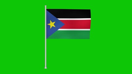 South sudan national banner waving against a bright green screen backdrop in a studio setting