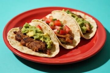 Delicious Tacos on a Red Plate