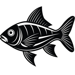 side view swimming fish vector icon