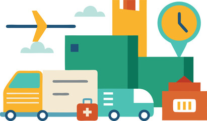 Delivery and logistics collection vector illustration of shipping transport and packages