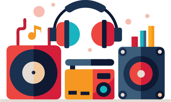 colorful music equipment flat design clip art preview