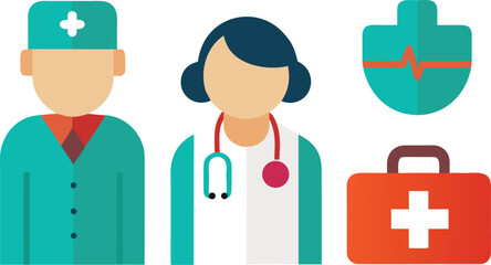 Medical professionals bundle vector illustration for healthcare and medicine concepts eps