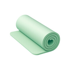 Rolled up light green yoga mat isolated on transparent background