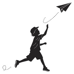 Child chasing paper plane