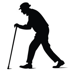 Man leaning on stick