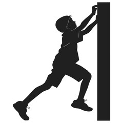 Boy climbing small wall