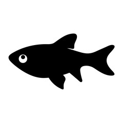 Obraz premium Simple Black and White Illustration of a Cartoon Fish with Basic Features