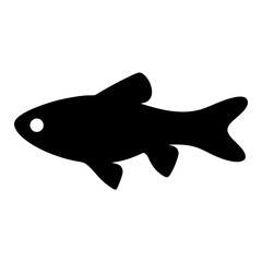 Simple black vector illustration of a fish facing left in profile