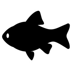 Fototapeta premium Silhouette image of a fish swimming to the left with a small eye