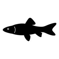 Fototapeta premium Simple stylized illustration of a fish swimming in profile on a white background