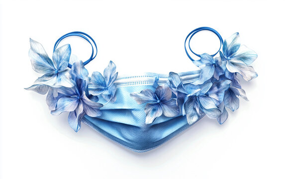 Blue disposable surgical face mask designed for hospital and healthcare use isolated on transparent background PNG