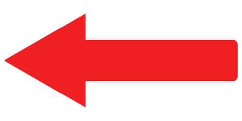 Red isolated vector icon set on white background. Long pointing arrowhead icons on isolated white page. EPS 10. 