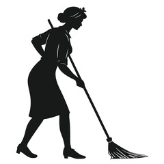 Woman standing with broomstick
