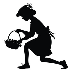 Girl kneeling with flower basket