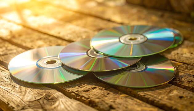 CDs on weathered wood